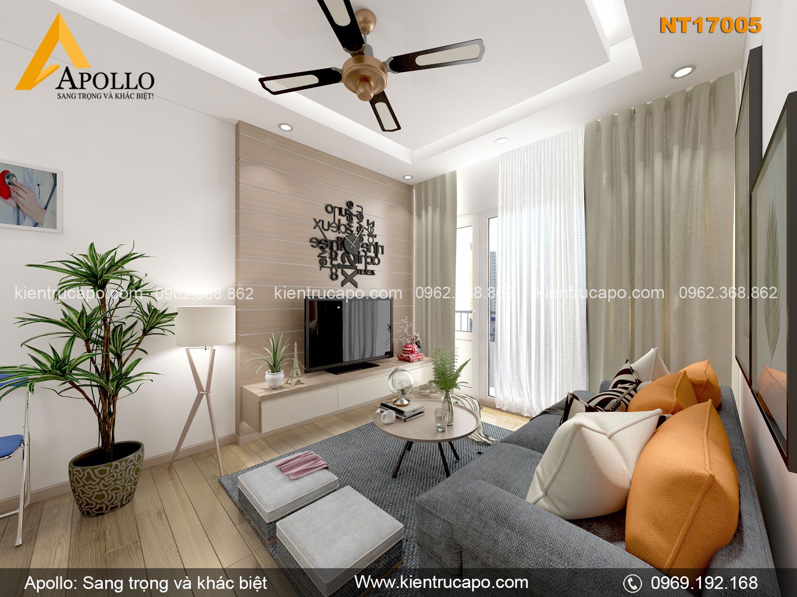 Mẫu thiết kế chung cư hiện đại đơn giản (NT17005)